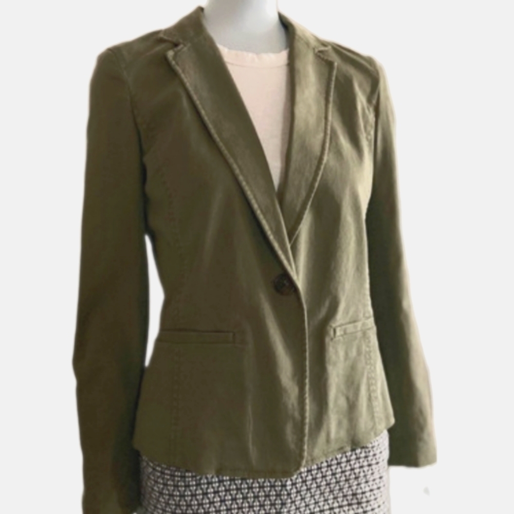 AIX Armani Exchange Army Green one button Cotton Twill  Jacket Size 8